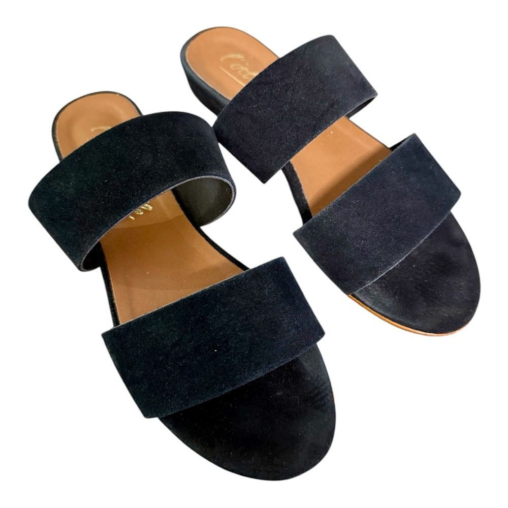 L'INTERVALLE Black Minimalist Sandals with Suede Straps